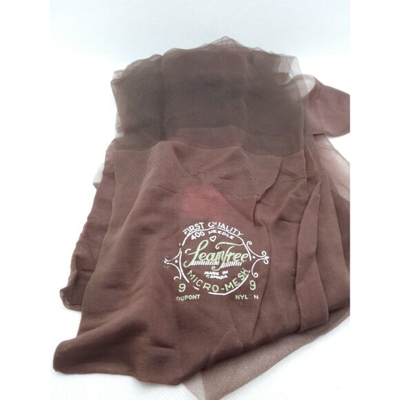 Vintage Camelot Seamless Micro Mesh Nylons Stockings Dark Coffee Canada - Picture 6 of 9
